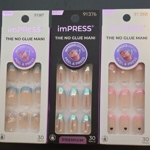 imPRESS No Glue Mani Set - Blue, Iridescent, Pink